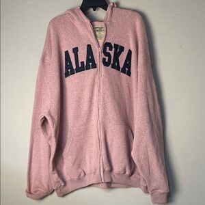 ALASKA Women’s Thick Warm Hoodie Sweatshirt Zip Embroidered Spell Out Sz 4XL